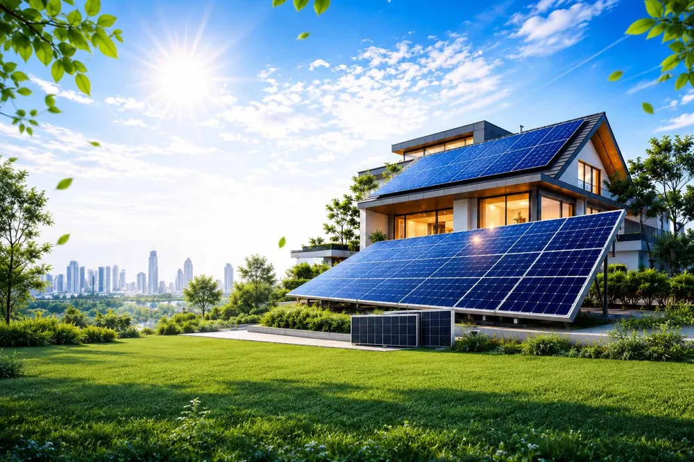 Solar panels on a house
